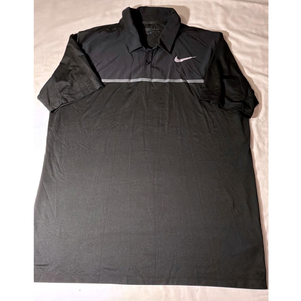Nike Golf Mens XL Dri-FIT Black Charcoal Colorblock Polo Shirt 833107-010
